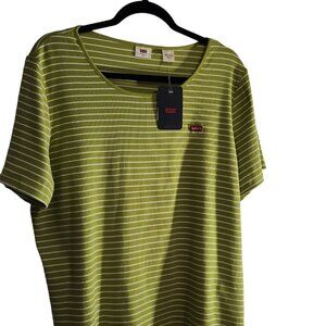 Women’s Levi’s 3X Green& White Stripe Short Sleeve Round Neck Top
